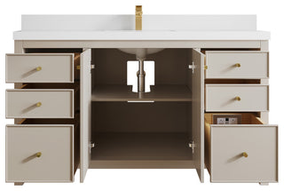 Chicago 60" Single Sink Bathroom Vanity, Fine Grain 2" White Quartz