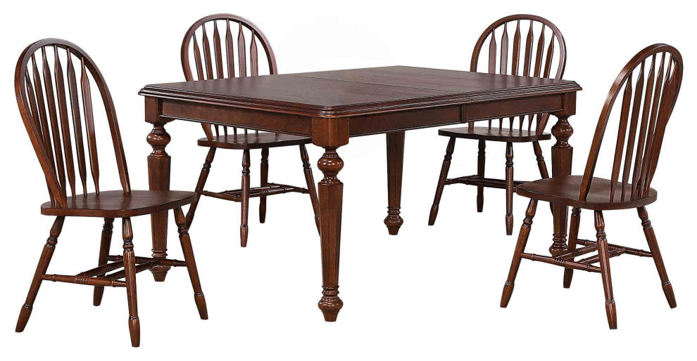 5-Piece 76" Rectangular Extendable Butterfly Dining Table Set, Seats 8