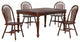 5-Piece 76" Rectangular Extendable Butterfly Dining Table Set, Seats 8