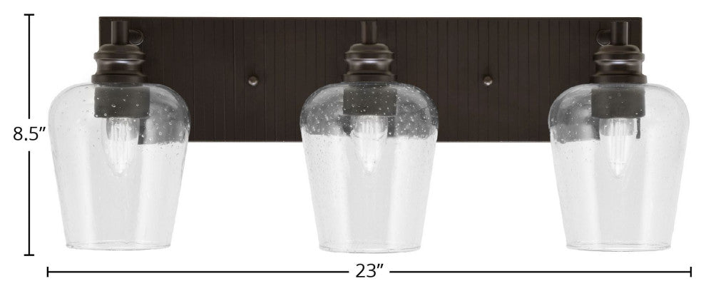 Edge 3-Light Bath Bar, Espresso Finish, 5" Clear Bubble Glass