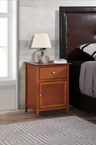 Izzy 1-Drawer, 1-Door Nightstand, Cherry, Oak