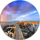 Abandoned Wooden Pier And Blue Sky, Sea Bridge Disc Metal Artwork, 23"