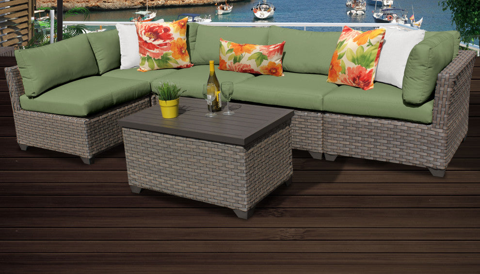 Monterey 6 Piece Outdoor Wicker Patio Furniture Set 06a, Cilantro