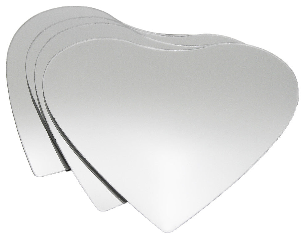 Small Decorative Wall Self Adhesive Shaped Mirrors, Set of 4, Heart