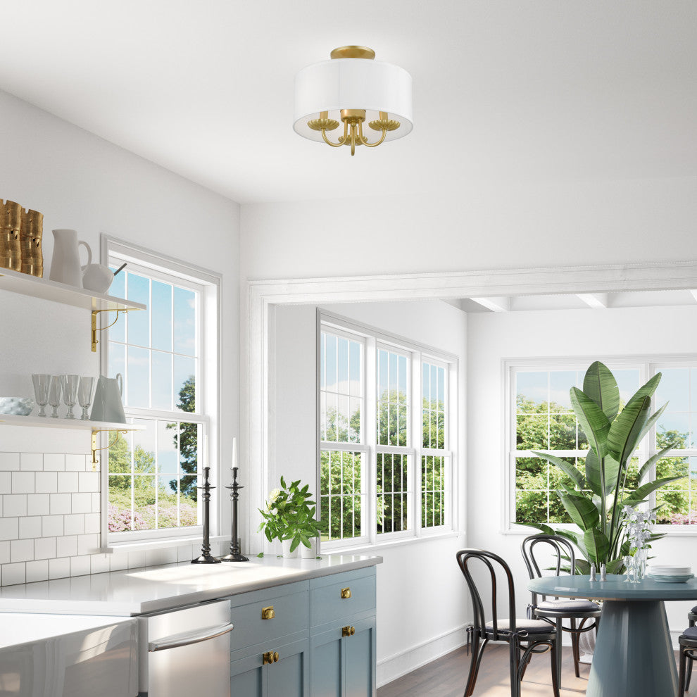Livex Lighting 3 Light Soft Gold Semi-Flush Mount