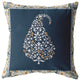 16 Orange Navy Paisley Suede Decorative Throw Pillow