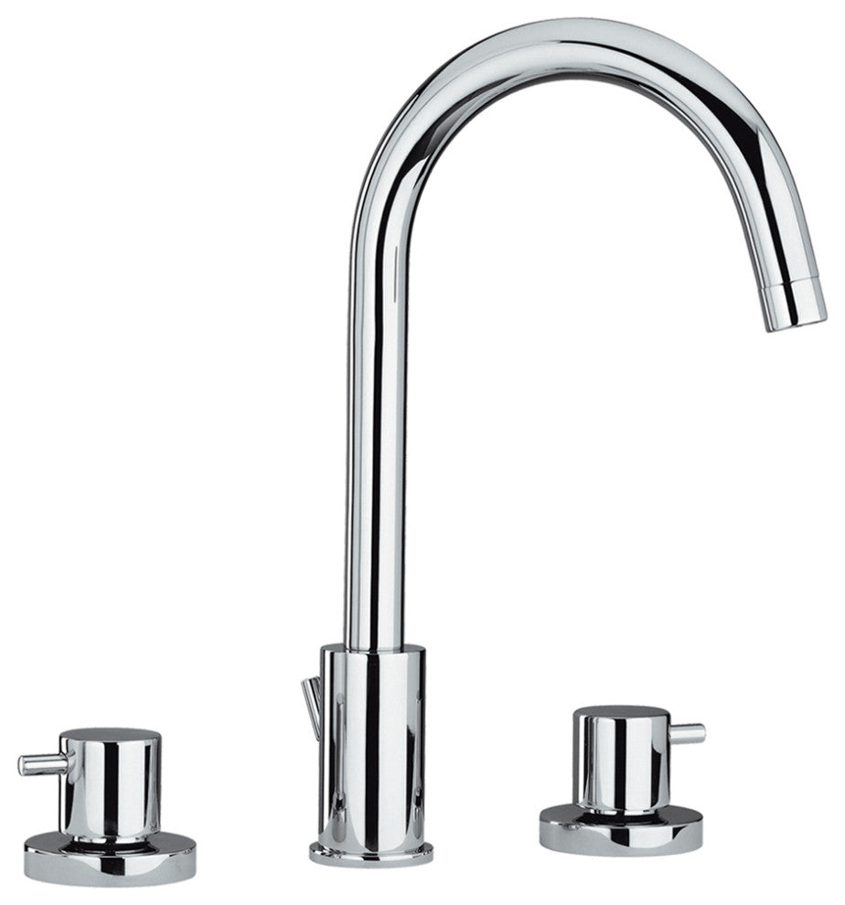 Luxe Widespread Lavatory Faucet With Tall Gooseneck Swivel Spout