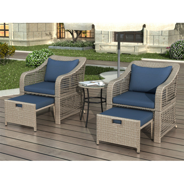 5 Piece Outdoor Conversation Set Patio Furniture Set Rattan Wicker Bistro Set