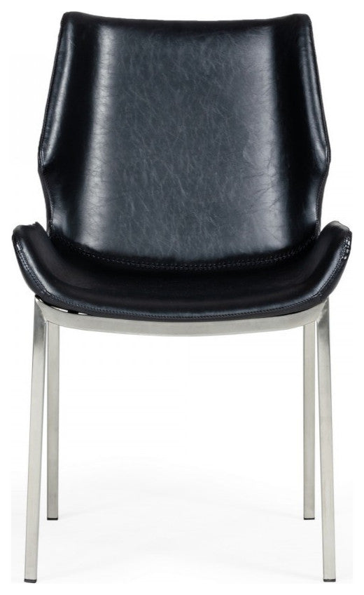 Set of Two Black Faux Leather Moder Dining Chairs