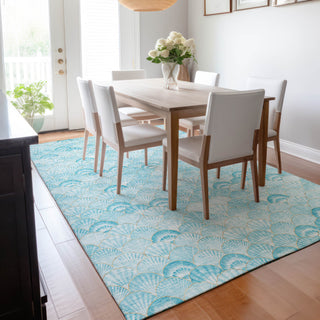 Addison Premium Washable Mayfield AMF181 Teal 5' x 7'6" Rug