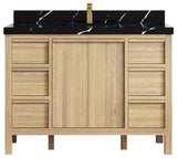 Elizabeth Oak 48" Single Sink Vanity, White 2" Calacatta Black