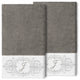 Linum Home Turkish Cotton Monica 2-Piece Embellished Bath Towel Set, Dark Gray
