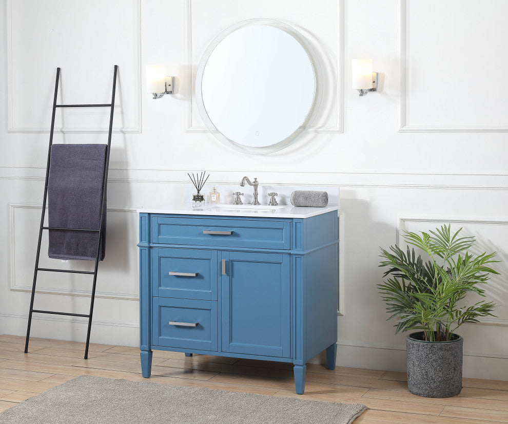 36" Tennant Brand Durand Modern Teal Blue Bathroom Sink Vanity