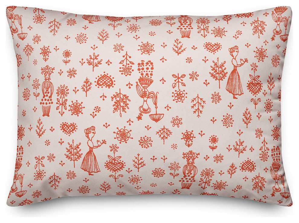 Whimsical Women in Pink Throw Pillow