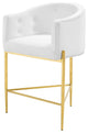 Tufted Counter Stool Chair, Set of 2, Velvet, Metal, White, Modern, Bar Pub