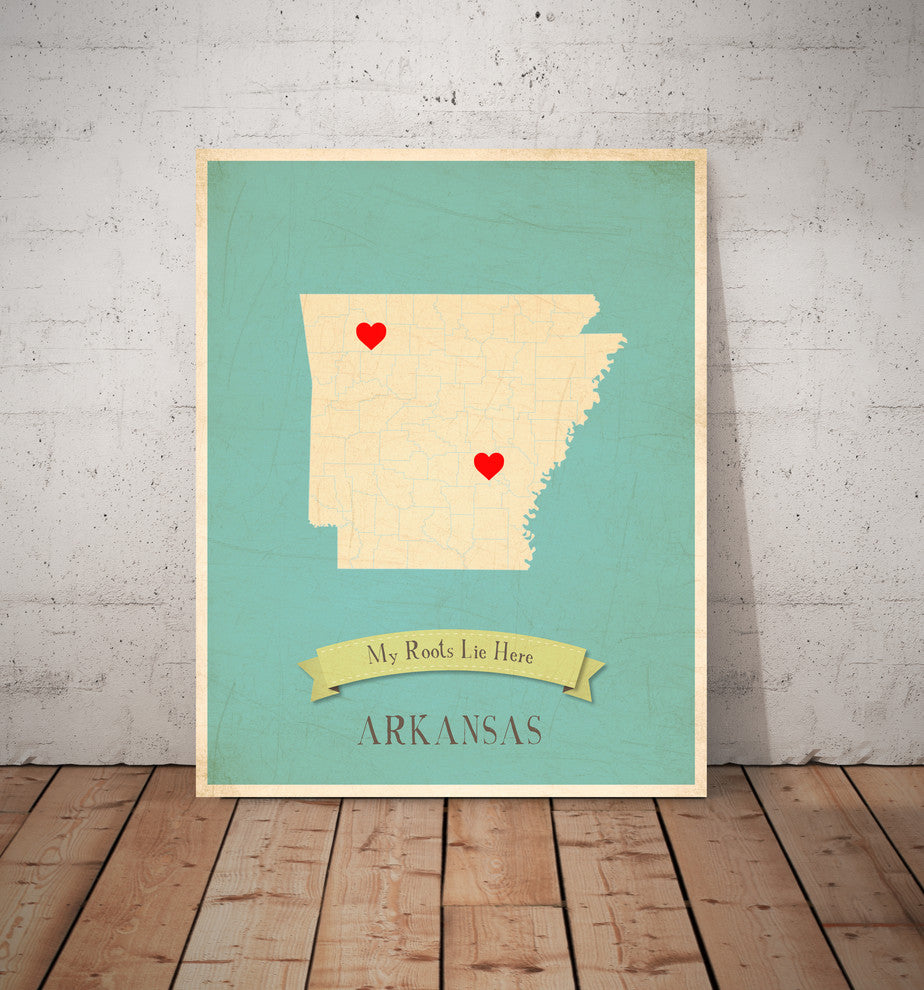 My Roots Arkansas State Map Wall Decor, 18x24