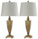 Roman Traditional Table Lamp Set of 2 Gold Finish White Fabric Shade