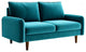 Retro Modern Velvet Loveseat with Tapered Wood Legs and Comfy Upholstered Seat, Dark Cyan