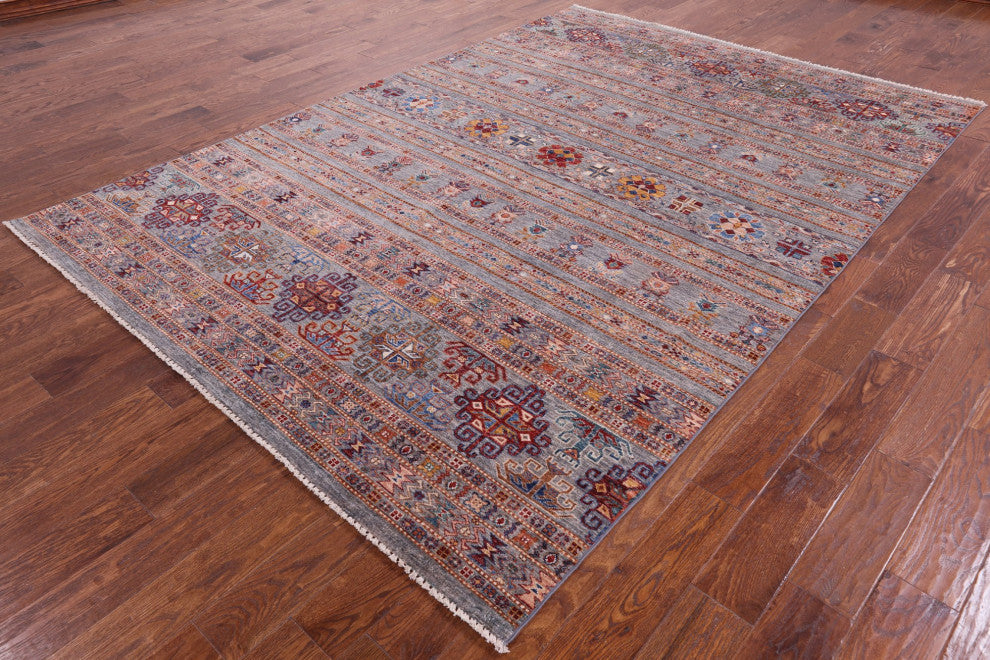 6' 11" X 9' 11" Super Kazak Khorjin Hand-Knotted Rug Q5339