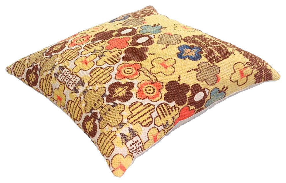 Benzara UPT-268965 Square Pillow, Quatrefoil Design, Polyester Filler Multicolor