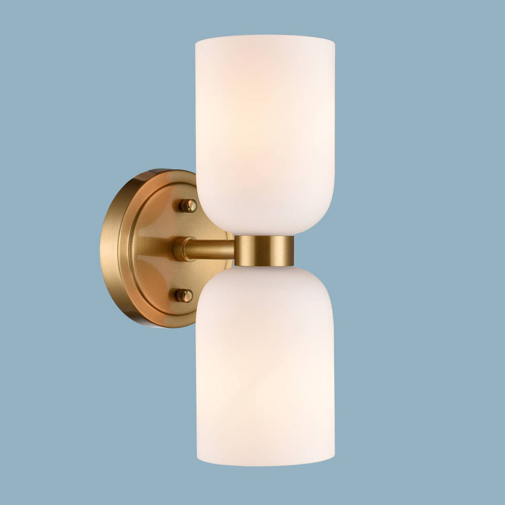 Modern Gold Wall Sconce With Milky Glass