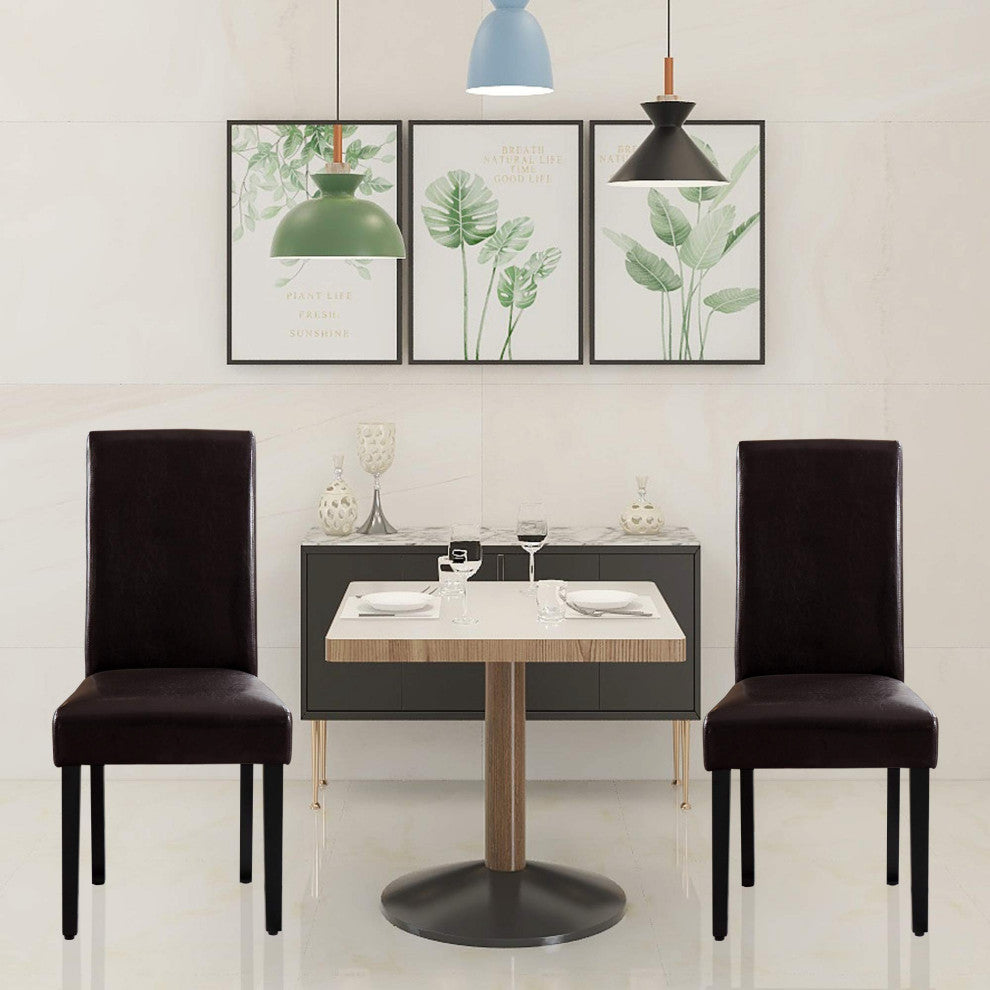 Rochefort Synthetic Leather Armless Set of 2-Pieces Dining Room Accent Chair, Br