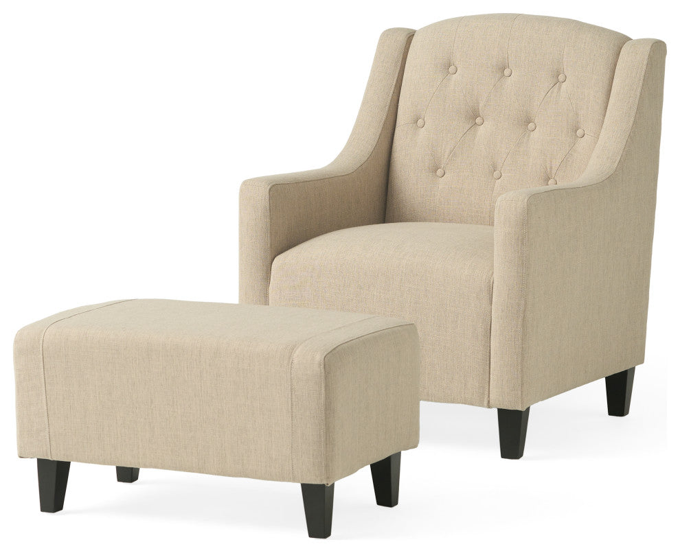 GDF Studio Empierre Tufted Fabric Chair And Ottoman
