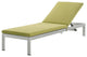 Lounge Chair Chaise, Aluminum, Metal, Silver Green, Modern, Outdoor Patio Cafe