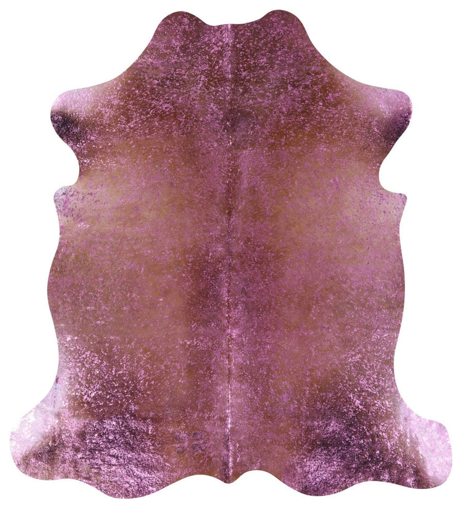 6' 9" X 6' 1" Pink Metallic Cowhide Rug C2147