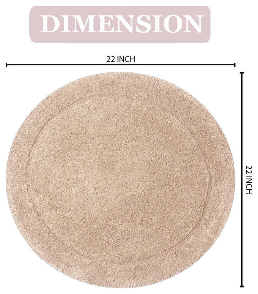 Waterford Absorbent Cotton and Machine washable Bath Rug 22" Round, Linen