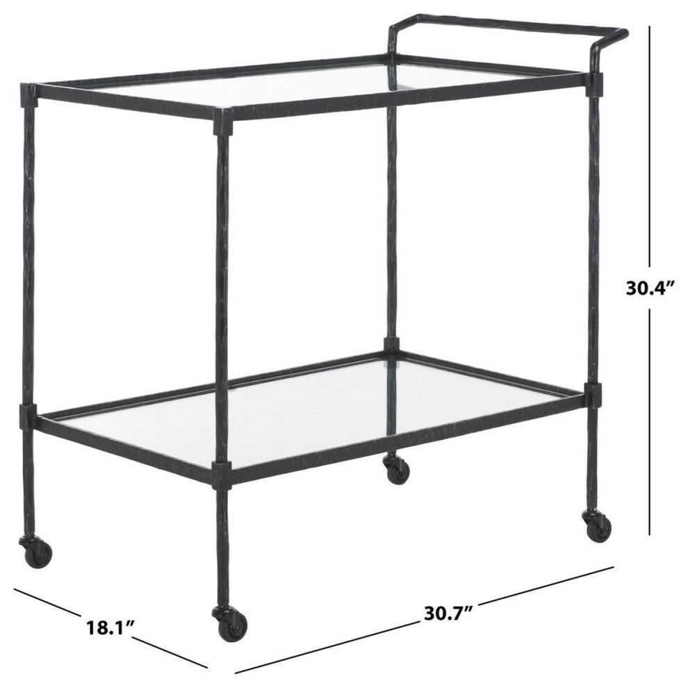 Safavieh Couture Isabellina Metal Bar Cart, Black/Clear
