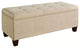 Benzara Fabric Upholstered Wooden Shoe Storage Ottoman, Brown and Beige