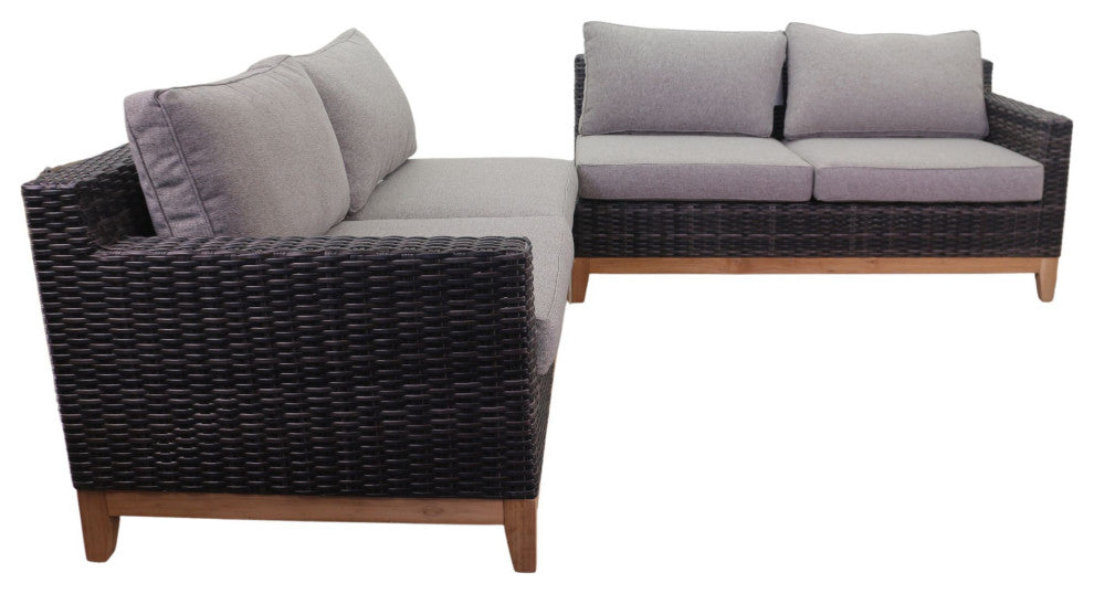 Courtyard Casual Maywood Silver Oak 2-Piece Loveseat Sectional Set With Cushions