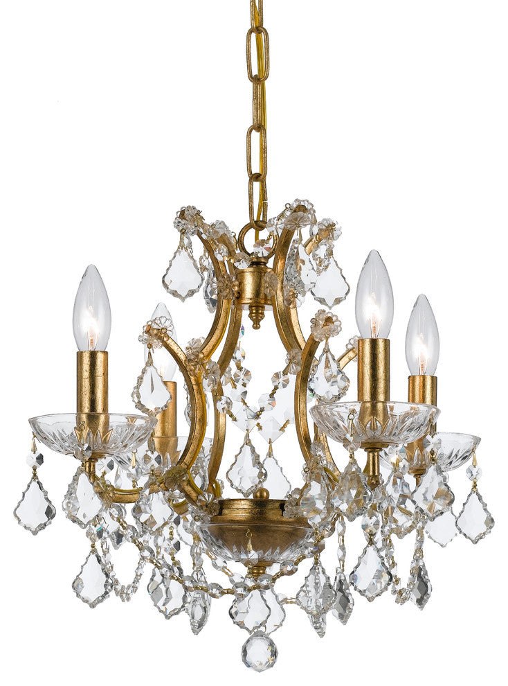Filmore 4-Light Mini Chandelier, Antique Gold