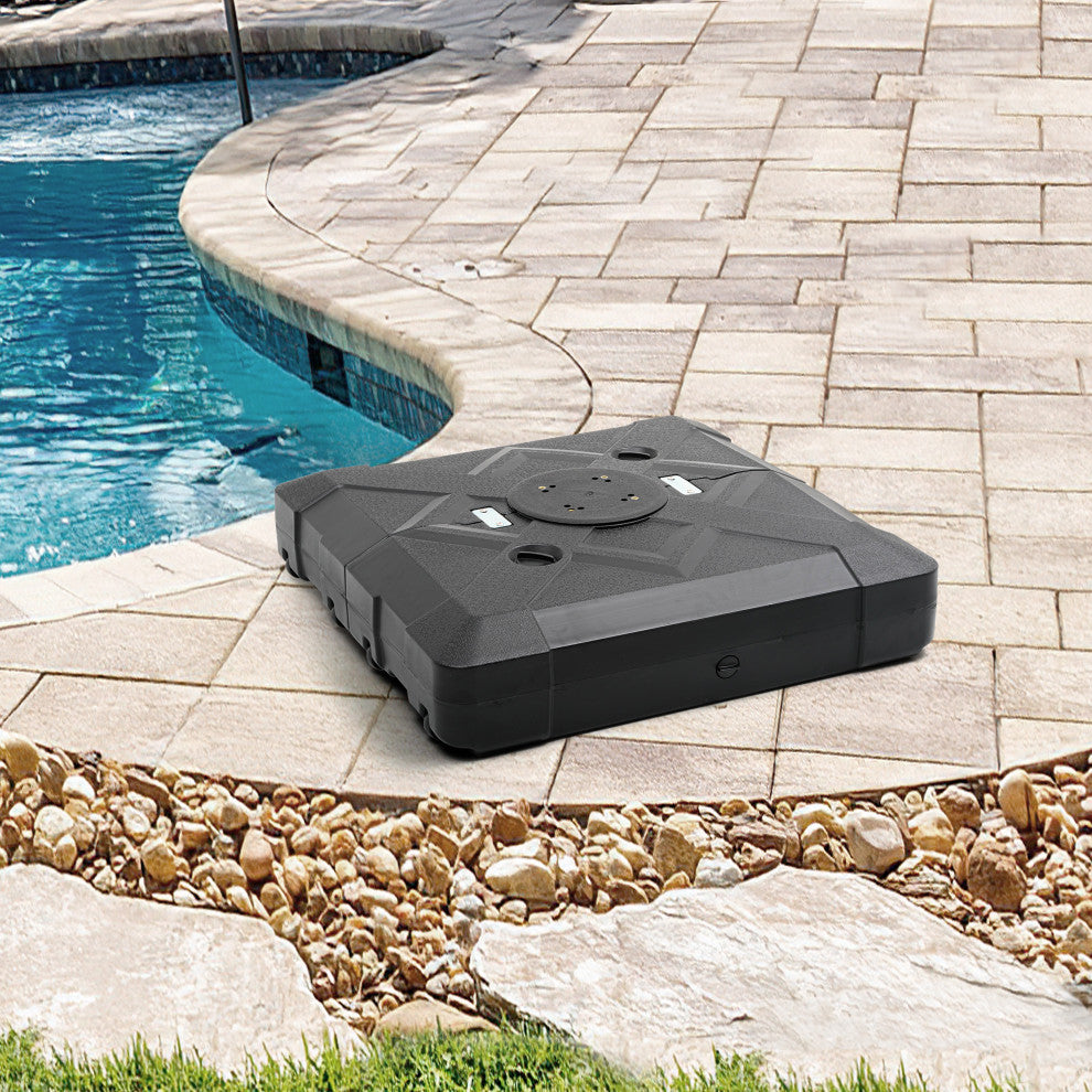 220 lbs Outdoor Patio Umbrella Base Square Umbrella Stand With Wheels, Black