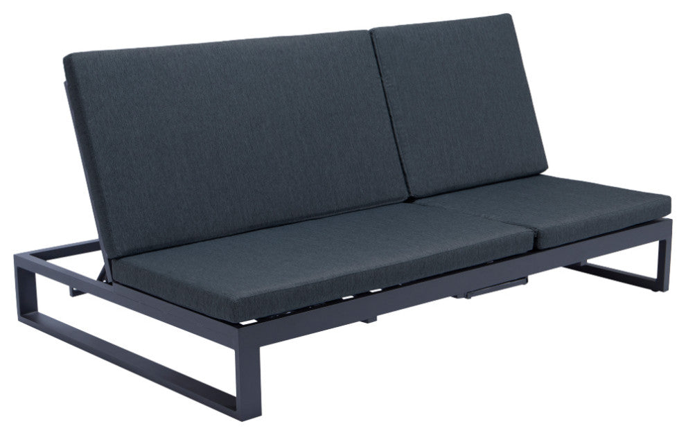 LeisureMod Chelsea Convertible 2-in-1 Sofa and Double Chaise Lounge, Black