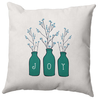 Mint Colored Joy Christmas Polyester Throw Pillow, 20"x20"