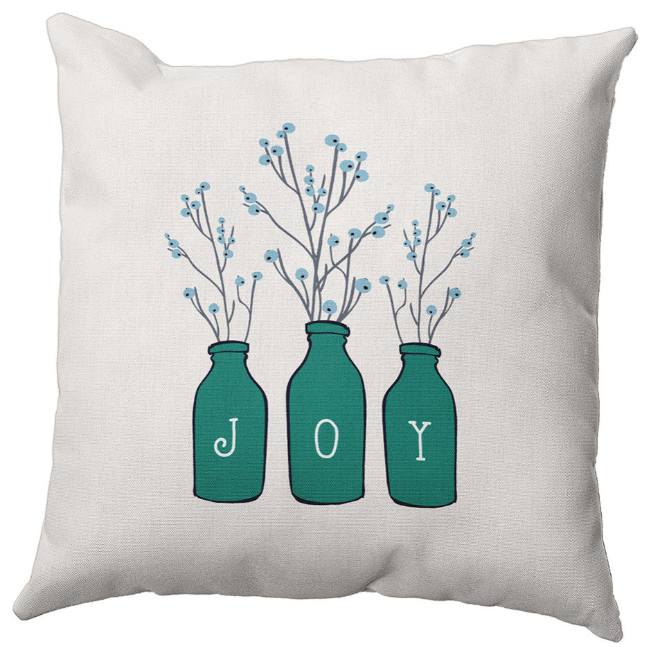 Mint Colored Joy Christmas Polyester Throw Pillow, 20"x20"
