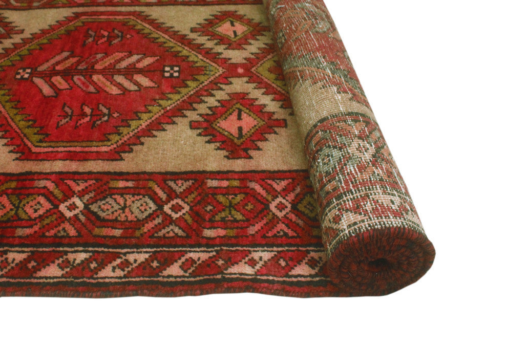 Fine Vintage Distressed Lucian Brown/Red Runner, 3'0x10'0