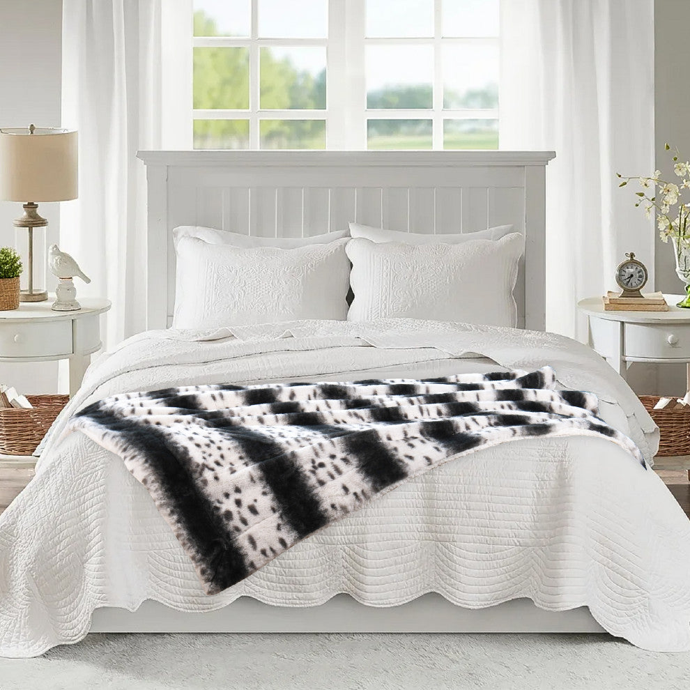 Elite Faux Fur Throw Blanket With Sherpa Backing, Citraka Black, 50" X 60"