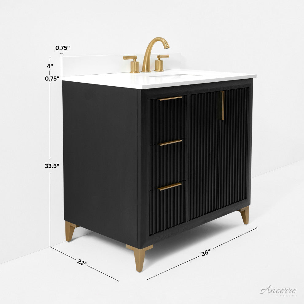 Turlington Bath Vanity Set, Black Oak, 36"