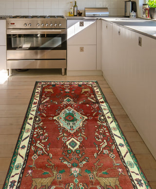 Fine Vintage Distressed Melisa Burgundy/Ivory Runner, 3'5 x 7'4