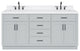 Ariel Hepburn 72" Double Rectangle Sinks Vanity, Carrara Quartz, Gray