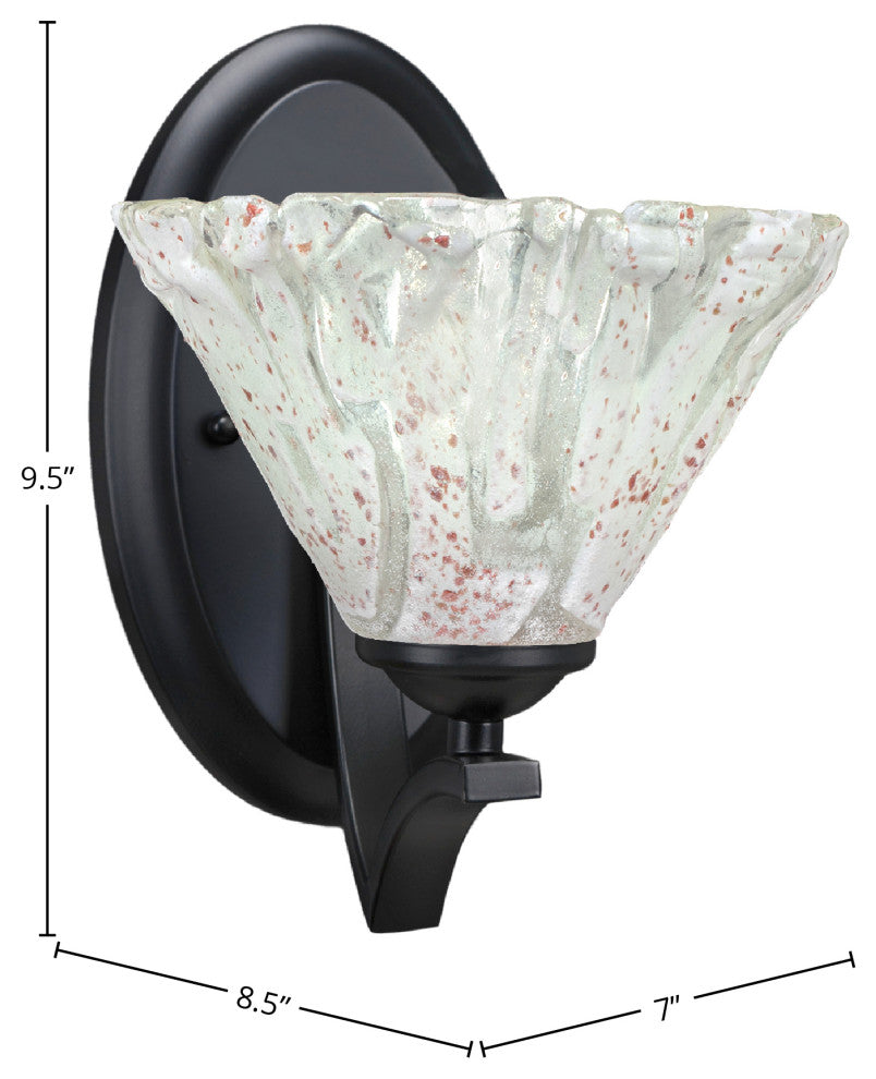 Zilo Wall Sconce, Matte Black, 7" Italian Ice Glass