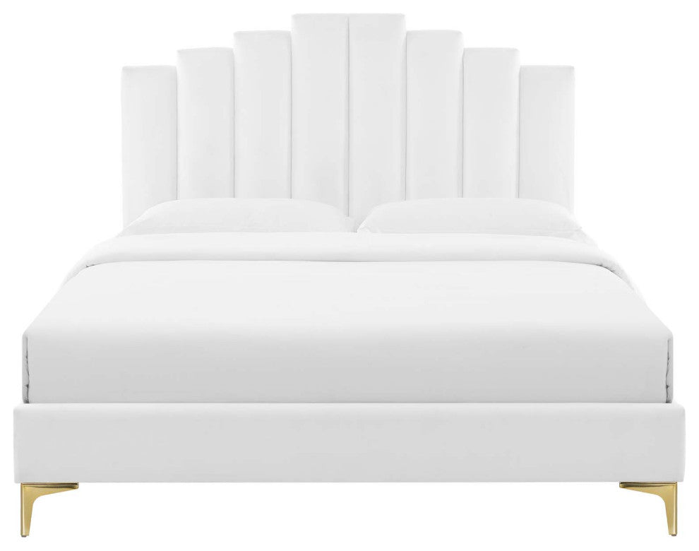 Elise King Performance Velvet Platform Bed MOD-6881-WHI