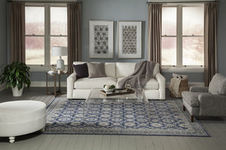 Momeni Banaras Hand Knotted Wool Rug, Blue, 5'6"x8'6"