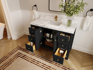 Nashville 48" Single Sink Bath Vanity, Black 1.5" Empira Quartz