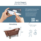 Heisenberg 5'6" Copper Freestanding Clawfoot Bathtub with Overflow