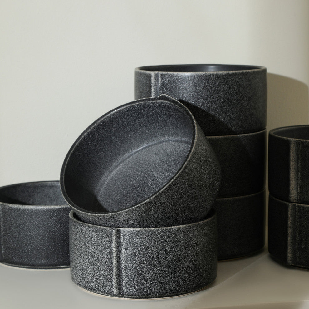 Stone Lain Bao Stoneware Bowl Set of 4, Charcoal