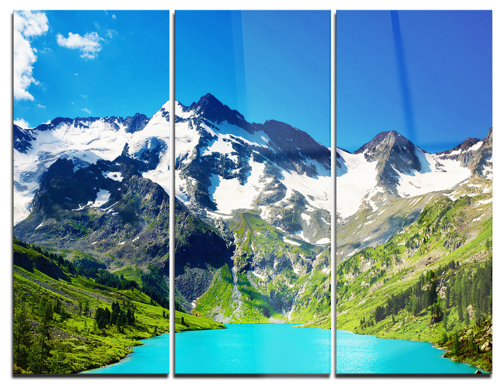 "Green Mountain Lake" Photography Glossy Metal Wall Art, 3 Panels, 36"x28"